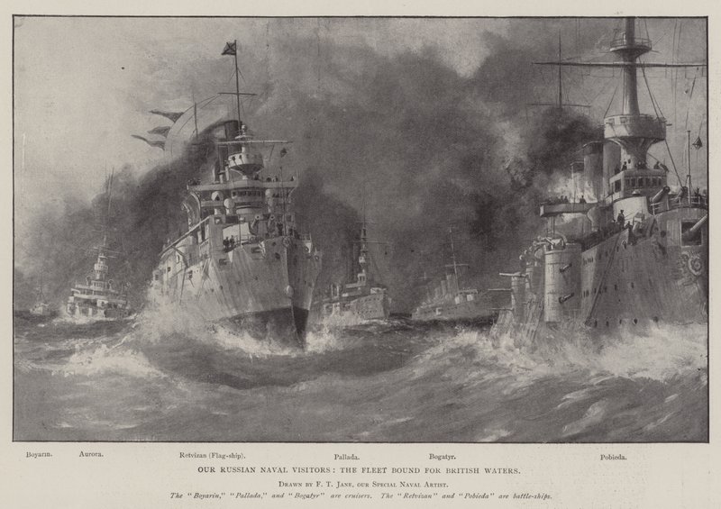 Våre russiske marinebesøkende, flåten på vei til britiske farvann av Fred T. Jane