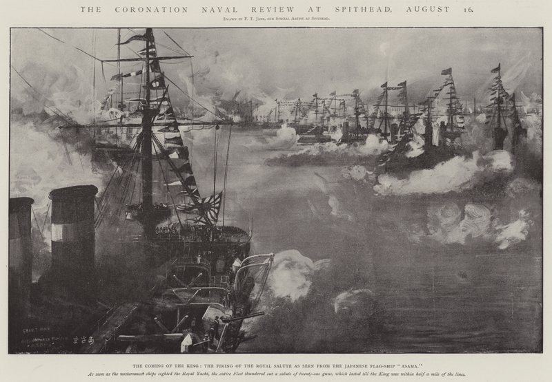 The Coronation Naval Review på Spithead, 16. august av Fred T. Jane