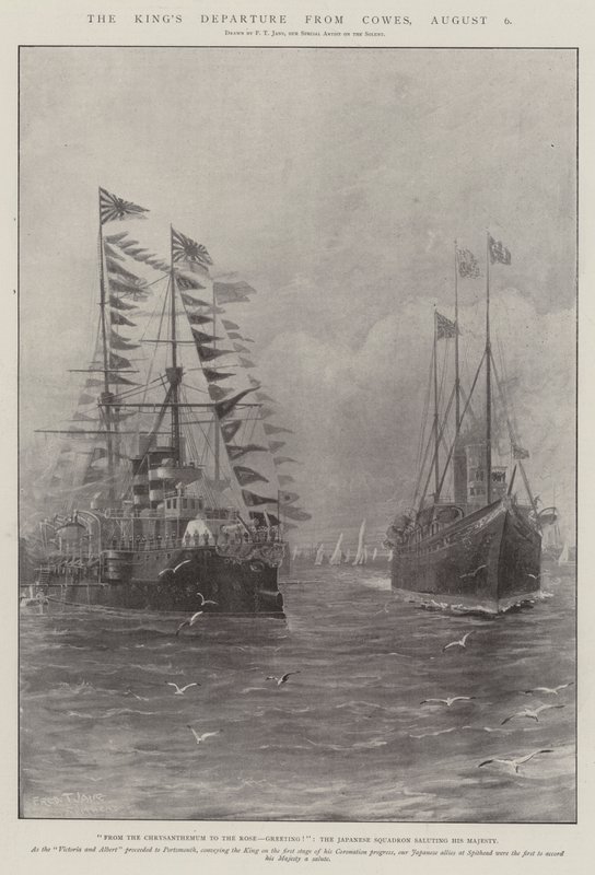 Kongens avgang fra Cowes, 6. august av Fred T. Jane