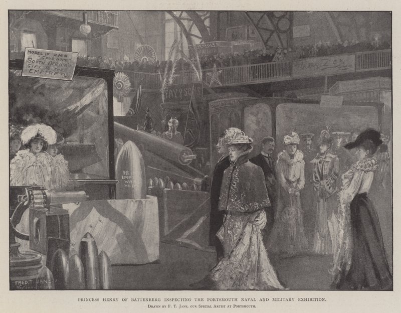 Prinsesse Henry av Battenberg inspiserer Portsmouth Naval and Military Exhibition av Fred T. Jane