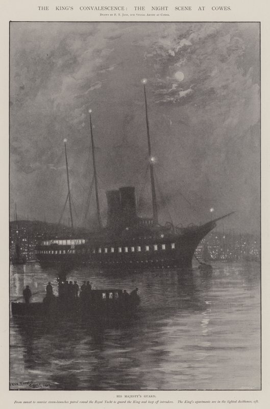 Kongens rekonvalesens, nattscenen på Cowes av Fred T. Jane