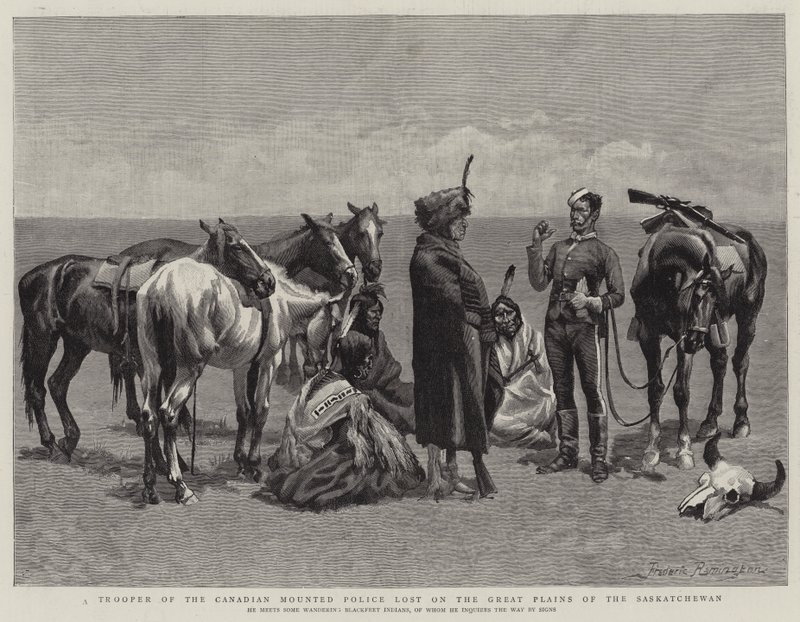 En trooper fra det kanadiske beredne politiet tapte på de store slettene i Saskatchewan av Frederic Remington
