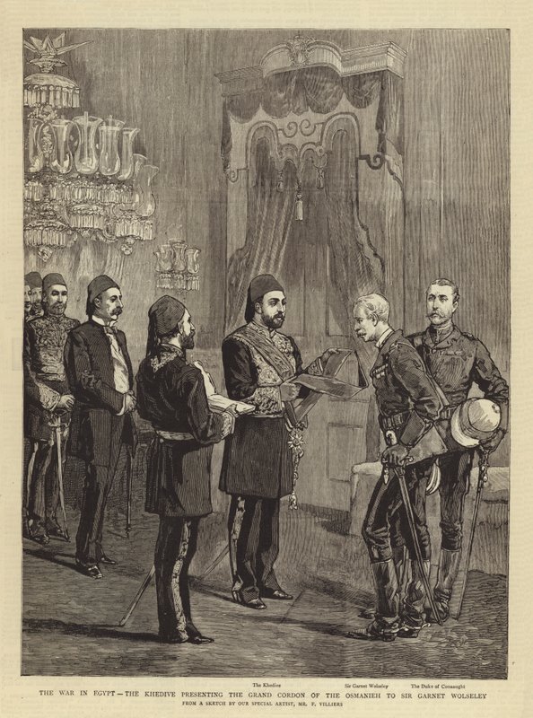 Krigen i Egypt, Khedive som presenterer Grand Cordon of the Osmanieh til Sir Garnet Wolseley av Frederic Villiers