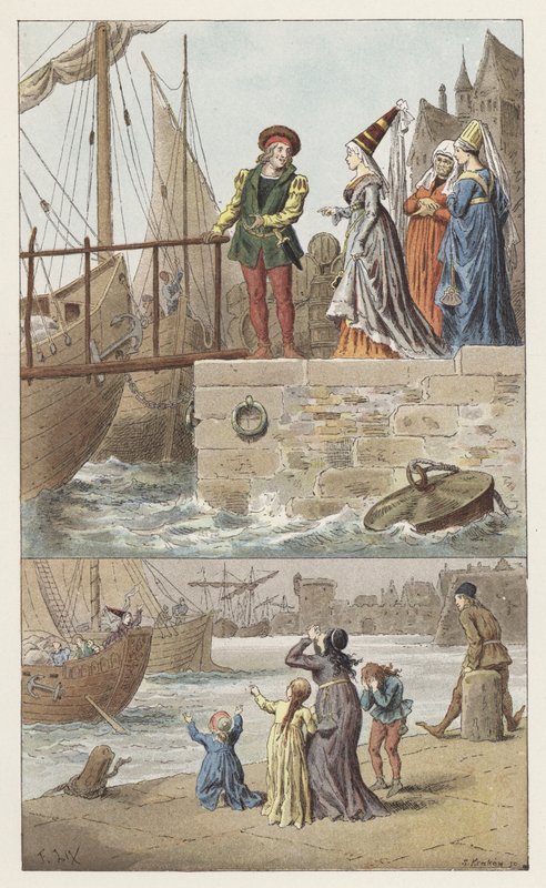 Til Nantes, til Nantes har kommet (farge litho) av Frederic Theodore (after) Lix