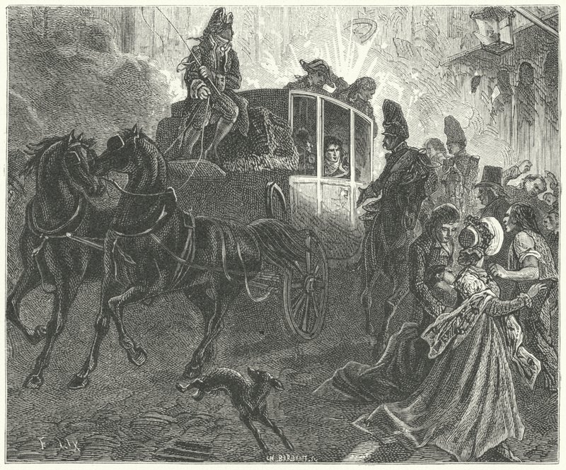 Attentatforsøk mot Napoleon, Paris av Frederic Theodore (after) Lix