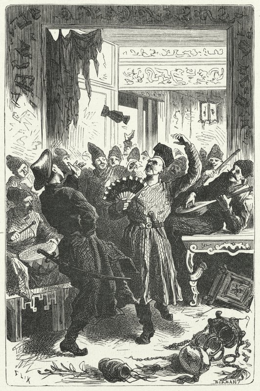 Feirer en fest i Mongol Kina (gravering) av Frederic Theodore (after) Lix
