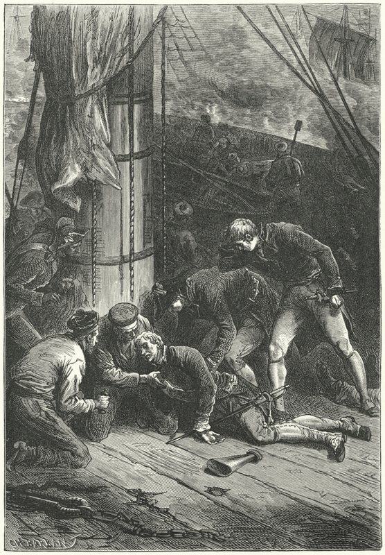 Admiral Lord Nelsons død i slaget ved Trafalgar av Frederic Theodore (after) Lix