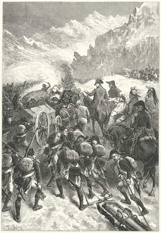 Napoleon leder hæren sin over Alpene av Frederic Theodore (after) Lix