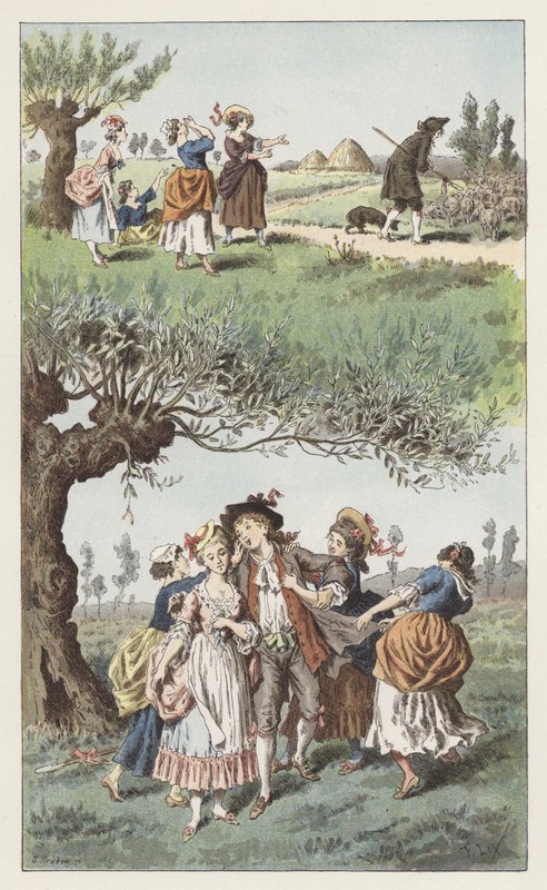 Vi var tre jenter (farge litho) av Frederic Theodore (after) Lix