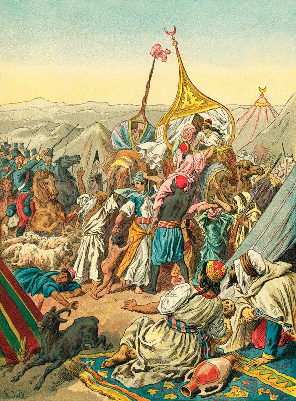Fangst av stammen Abd El Kader av Frederic Theodore Lix