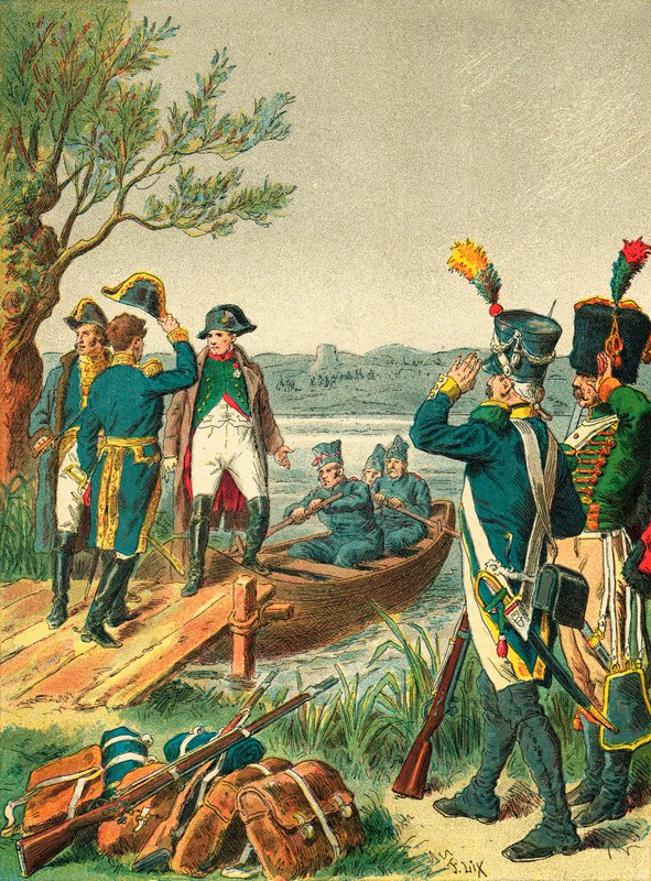 Napoleon og Massena på Lobau-øya av Frederic Theodore Lix