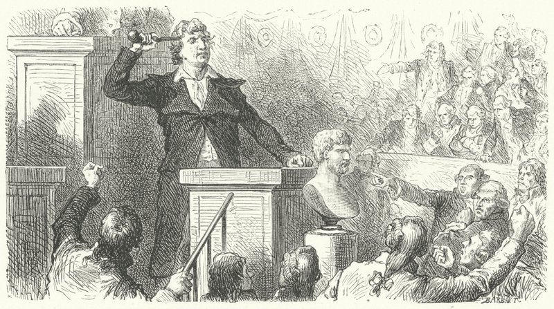 Jean-Paul Marat på tribunen til den nasjonale konvensjonen, 1792 av Frederic Theodore after Lix