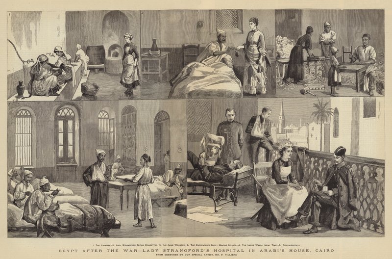 Egypt etter krigen, Lady Strangfords sykehus i Arabis hus, Kairo av Frederic Villiers