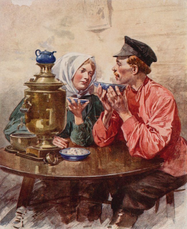 En rett med te fra en samovar av Frederic de Haenen