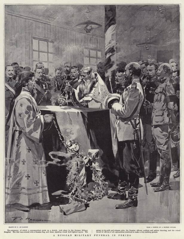 En russisk militær begravelse i Peking av Frederic de Haenen