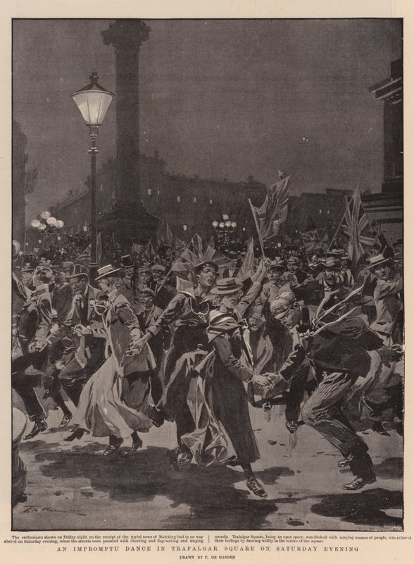 En improvisert dans på Trafalgar Square lørdag kveld av Frederic de Haenen