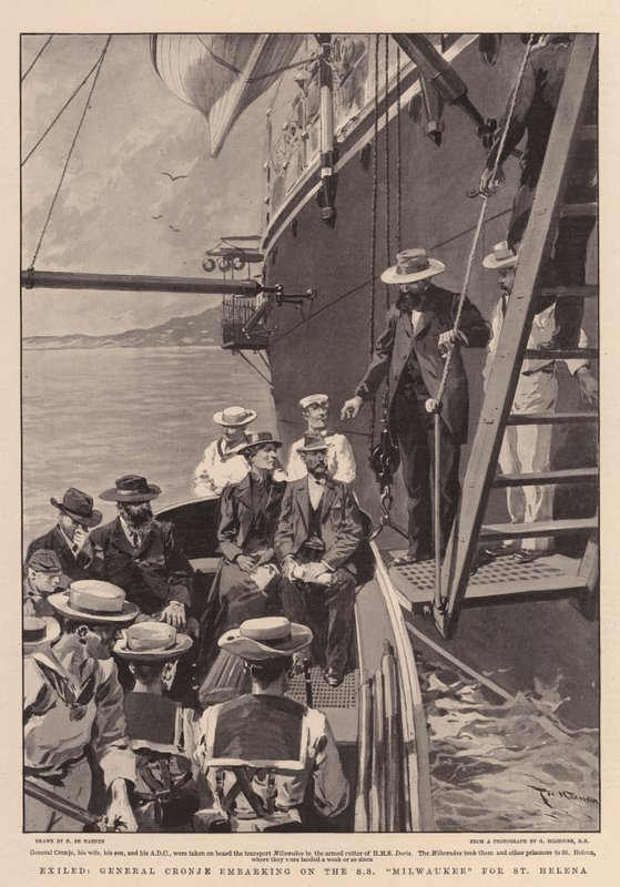 Forvist, general Cronje tar fatt på SS Milwaukee for St Helena av Frederic de Haenen