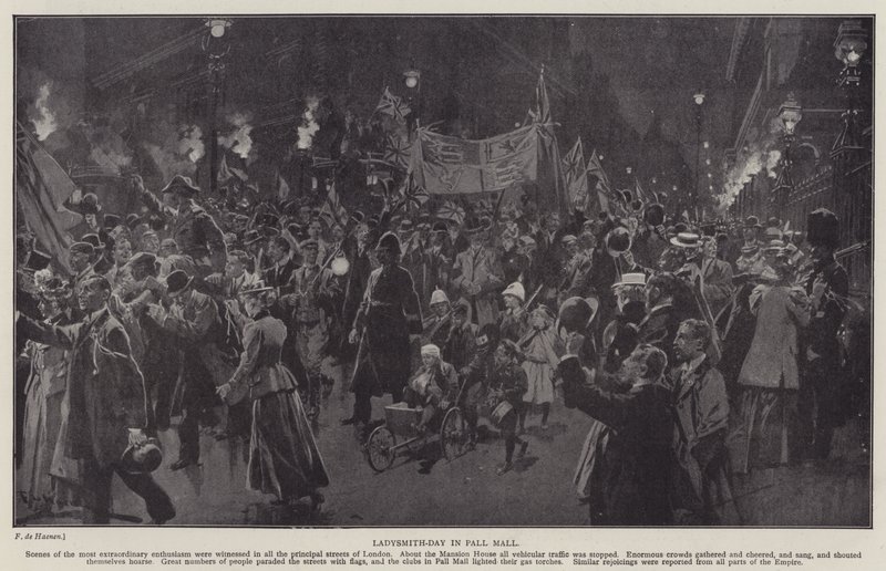 Ladysmith-dagen i Pall Mall (litho) av Frederic de Haenen