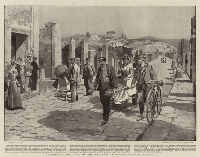 Moderna i de gamles hjem, en gatescene i Pompeii av Frederic de Haenen