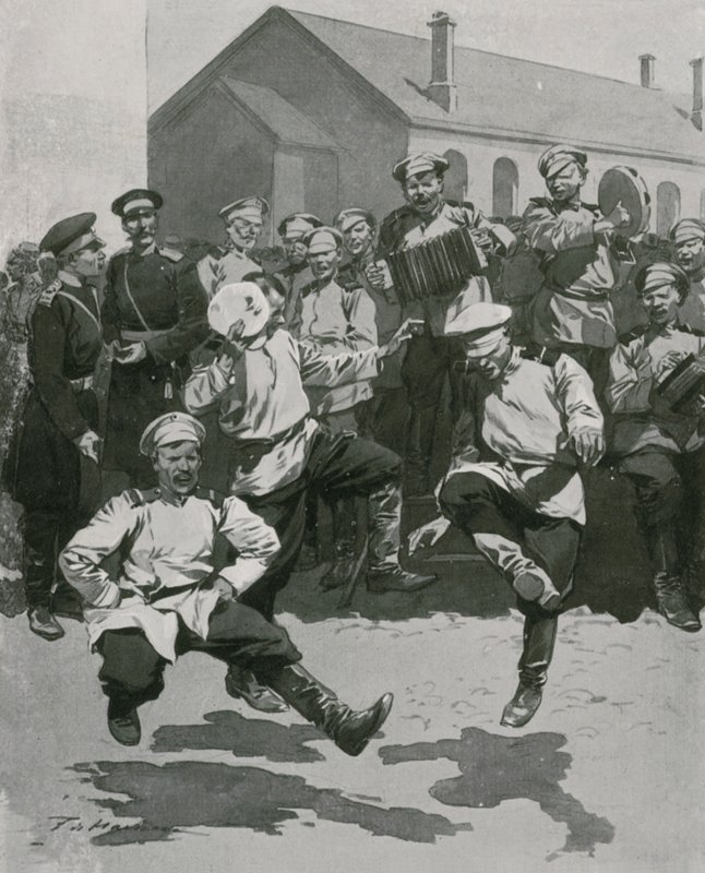 Soldater danser i brakker av Frederic de Haenen