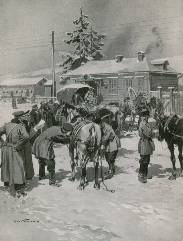 Scene for posthester i Ural av Frederic de Haenen