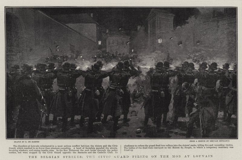 Belgian Strikes, Civic Guard skyter mot mobben ved Louvain av Frederic de Haenen
