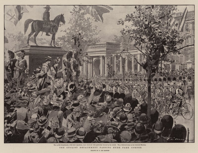 Syklistavdelingen passerer Hyde Park Corner av Frederic de Haenen