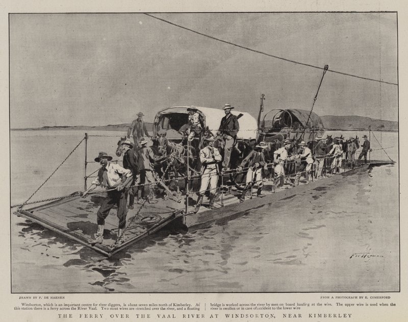 Fergen over Vaal River ved Windsorton, nær Kimberley av Frederic de Haenen
