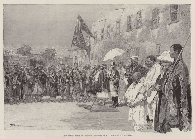 Den franske utsendingen i Abyssinia, mottakelse av M Lagarde av Ras Makonnen av Frederic de Haenen