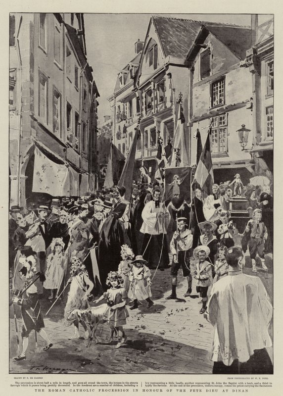Den romersk-katolske prosesjonen til ære for Fete Dieu i Dinan av Frederic de Haenen