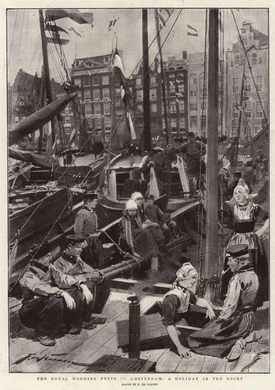De kongelige bryllupsfestene i Amsterdam, en ferie i havnene av Frederic de Haenen