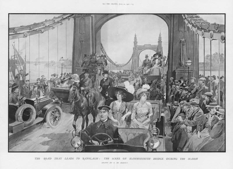 Scenen på Hammersmith Bridge i løpet av sesongen av Frederic de Haenen