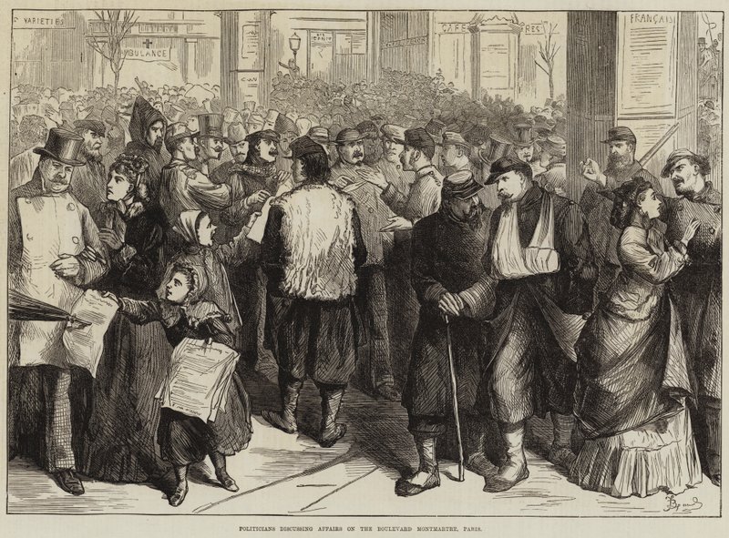 Politikere diskuterer saker på Boulevard Montmartre, Paris av Frederick Barnard