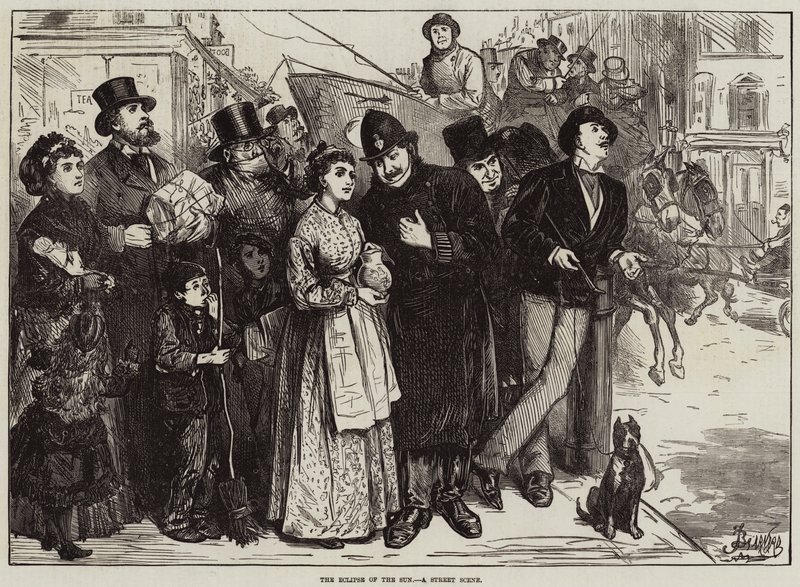 Solformørkelsen, en gatescene av Frederick Barnard