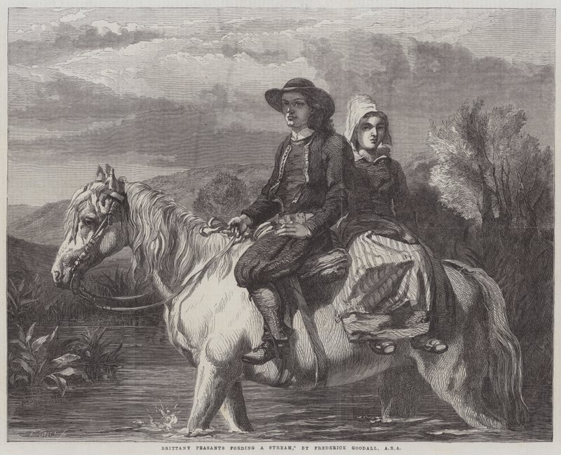 Brittany Peasants som forser en bekk av Frederick Goodall