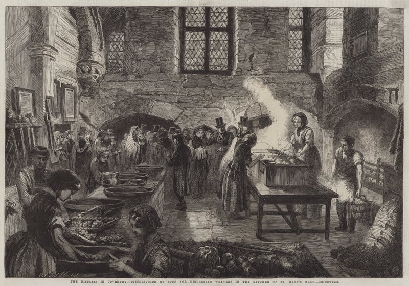 The Distress in Coventry, distribusjon av suppe for distressed vevere på kjøkkenet i St Mary