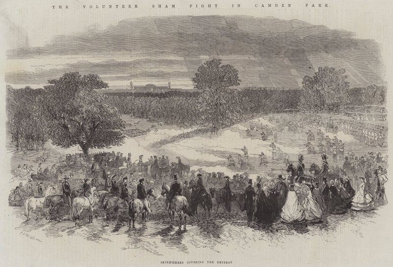 The Volunteer Sham Fight i Camden Park, trefninger som dekker retretten av Frederick John Skill