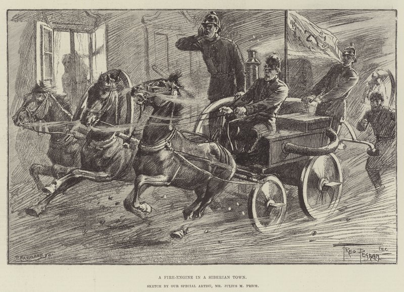 En brannbil i en sibirsk by av Frederick Pegram