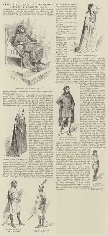 King John spilt av Oxford University Dramatic Club av Frederick Pegram