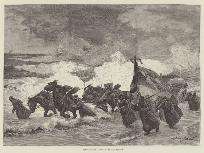 Sjøsetting av livbåten av Frederick William Burton