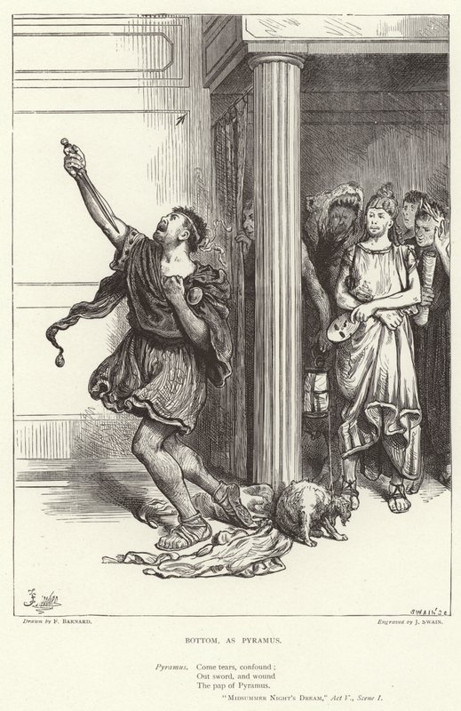 Nederst, som Pyramus, Midsummer Night