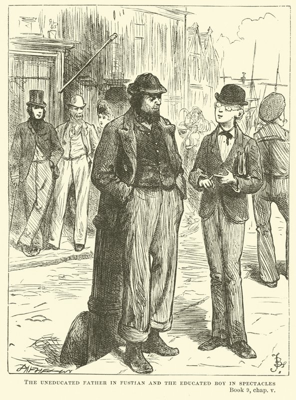 Den uutdannede faren i fustian og den utdannede gutten i briller av Frederick Barnard