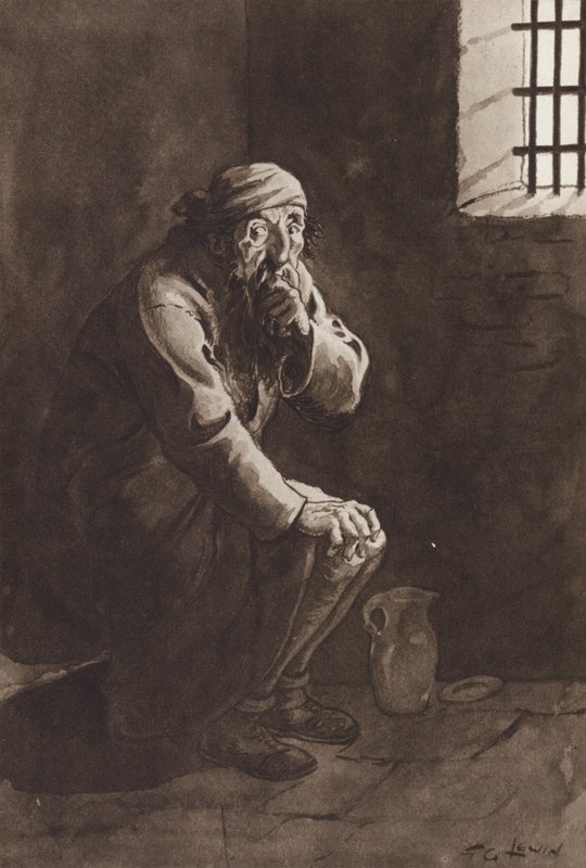Fagin, fra Oliver Twist, av Charles Dickens (gravyr) av Frederick George Lewin