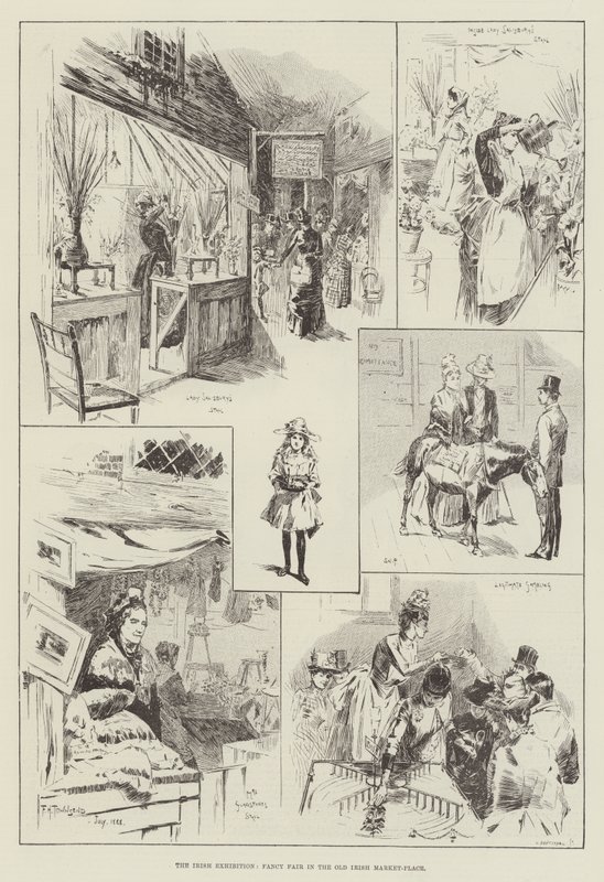 Den irske utstillingen, Fancy Fair på Old Irish Market-Place av Frederick Henry Townsend