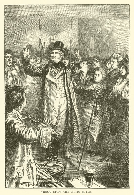 Vidocq stopper musikken (gravering) av Frederick Henry Townsend
