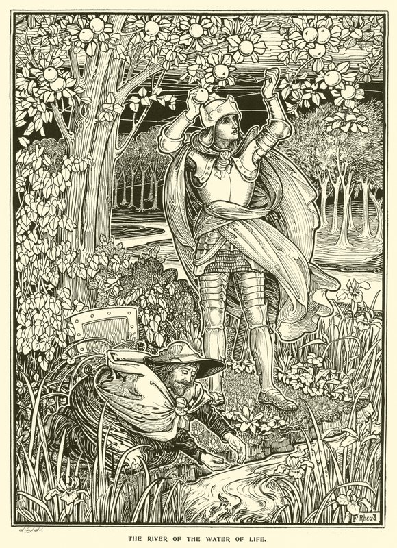 The River of the Water of Life (gravering) av Frederick Hurten Rhead