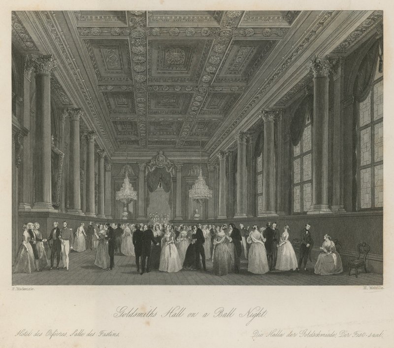 Goldsmiths Hall på ballkveld av Frederick Mackenzie