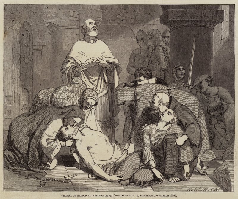 Begravelse av Harold i Waltham Abbey av Frederick Richard Pickersgill