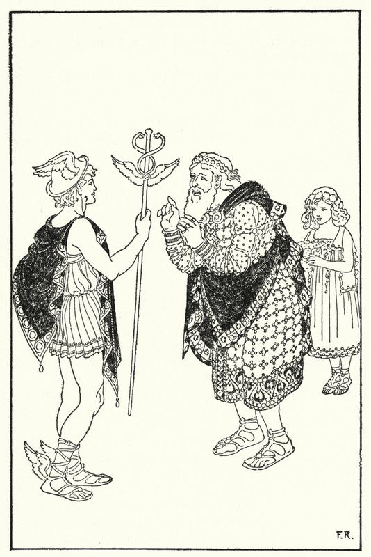 Midas oppfattet figuren til en fremmed som sto i rommet (litho) av Frederick Richardson