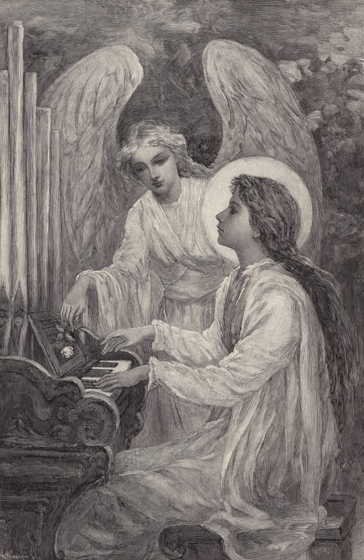 St Cecilia - et fragment (gravering) av Frederick Stuart (after) Church